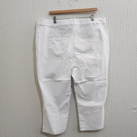 Lane Bryant White Cropped Pants Plus Size 22 Stretch Cotton Blend - Picture 3 of 12
